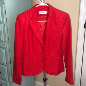 Red linen blazer